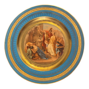 Antique Victorian Royal Vienna Porcelain Gilt Decorated Scenic Plate Festwal