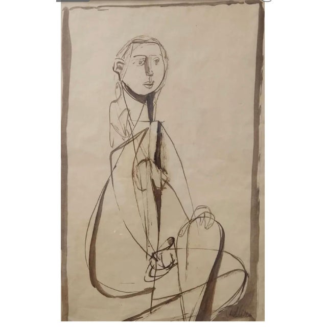 Modern Jankel Adler, Modernist Ink and Wash Drawing, Painting Jankel Adler Woman Model Ecole De Paris, c.1930's-1940's For Sale - Image 3 of 7