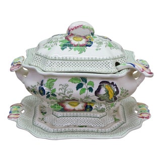 Antique Masons Ironstone Paynsley Soup Serving Tureen W Ladle & Underplate - 3 pcs For Sale