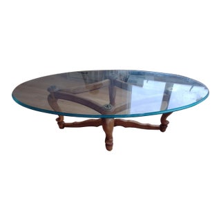 1960s Vintage Glass Top Coffee Table For Sale