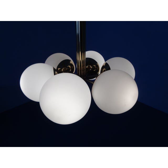 1960s Sputnik Brass and Glass Ceiling Chandelier from Kaiser Idell / Kaiser Leuchten, Germany, 1960s For Sale - Image 5 of 18