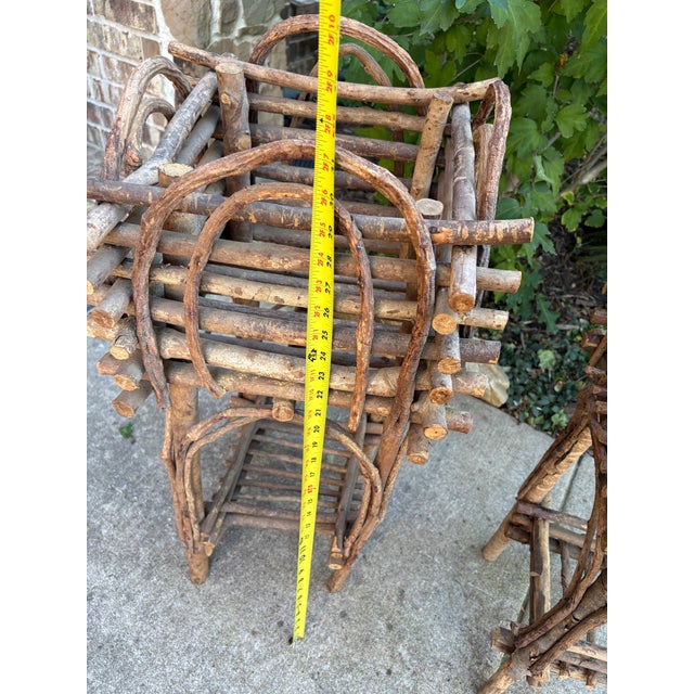 Bentwood Plant Stand, Vintage Handmade With Willow Folk Art (2) Two-Tier Rustic Twig For Sale - Image 10 of 12