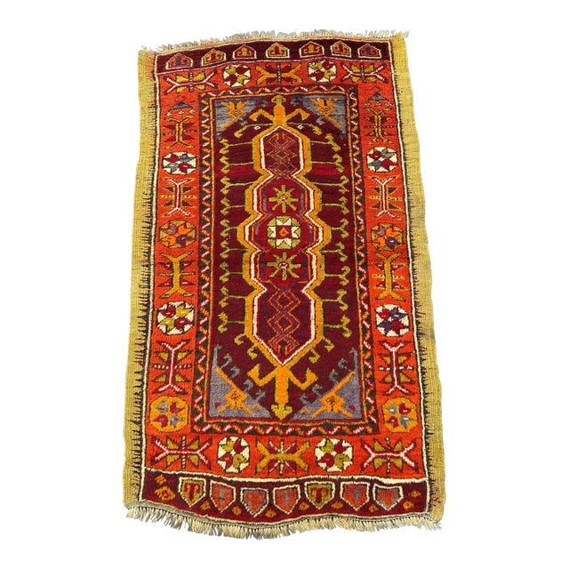 Vintage Turkish Hand Knotted Anatolion Rug For Sale