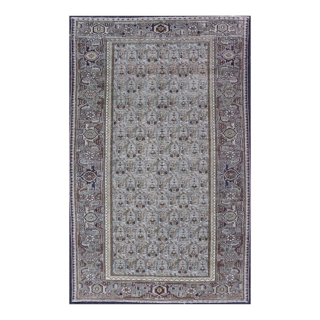 Antique Persian Malayer Rug With Intricate Geometric Patterns 4'1 X 7'2 For Sale