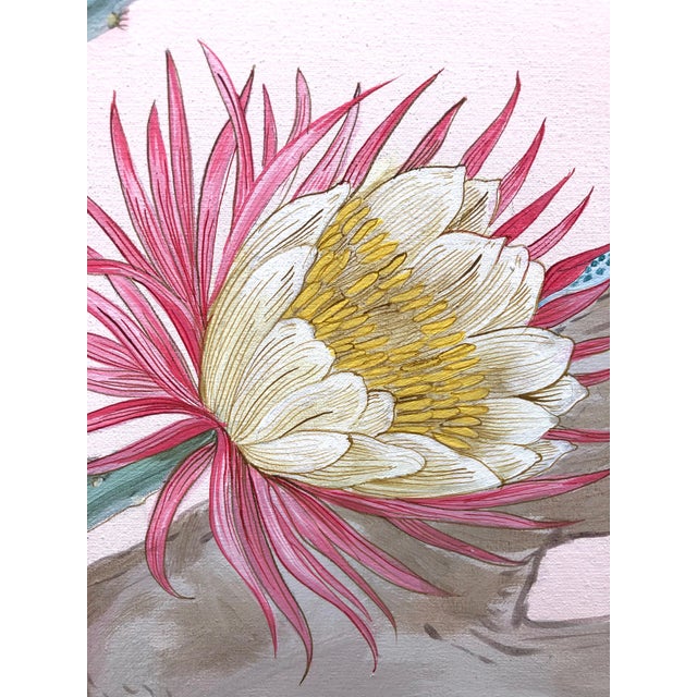 Light Pink "Sonoran Oasis" Desert Owl Painting in the Chinoiserie Style by Allison Cosmos For Sale - Image 8 of 9