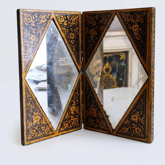 Wood Qajar-Era Court Mirror in Lacquered Wood, 19th Century For Sale - Image 7 of 7