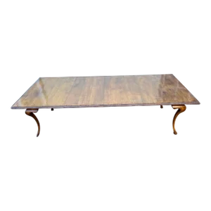 Baker Furniture French Country Style Fruitwood Inlaid Dining Table With 2 Leaves