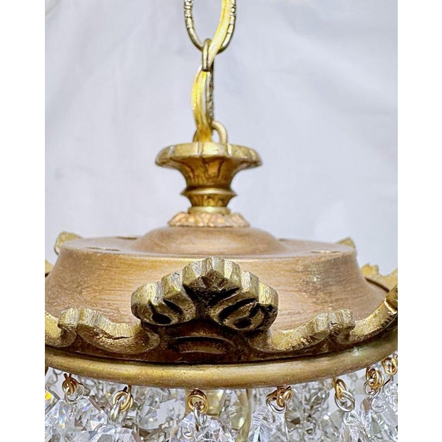 1950s Italian Brass Upside Down Layered Cake Chandelier For Sale - Image 4 of 7