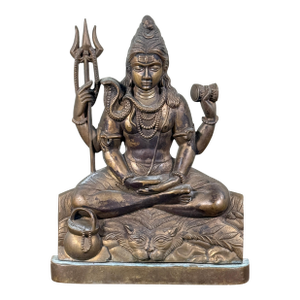 Vintage Hindu Brass Shiva Nataraja Seated Meditation Sculpture