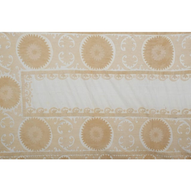 Vintage Pale Color Suzani From Samarkand, Uzbekistan Wall Hanging Decor 5'1'' X 7'7'' For Sale In Philadelphia - Image 6 of 13
