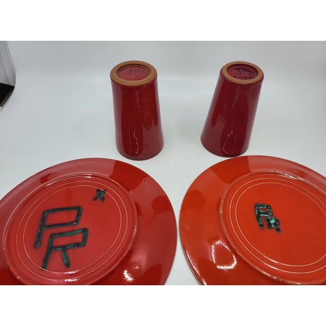 Red Ceramic Set by Robert Picault for Vallauris, France, 1950, Set of 4 For Sale - Image 10 of 18