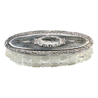 Crystal and Silver Toothpick Holder, United Kingdom, 1930s For Sale