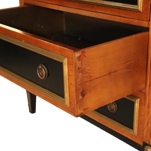 Antique Italian Ebonized & Gilt Trim Cherry 7-Drawer Classical Semainier C1930 For Sale - Image 12 of 17
