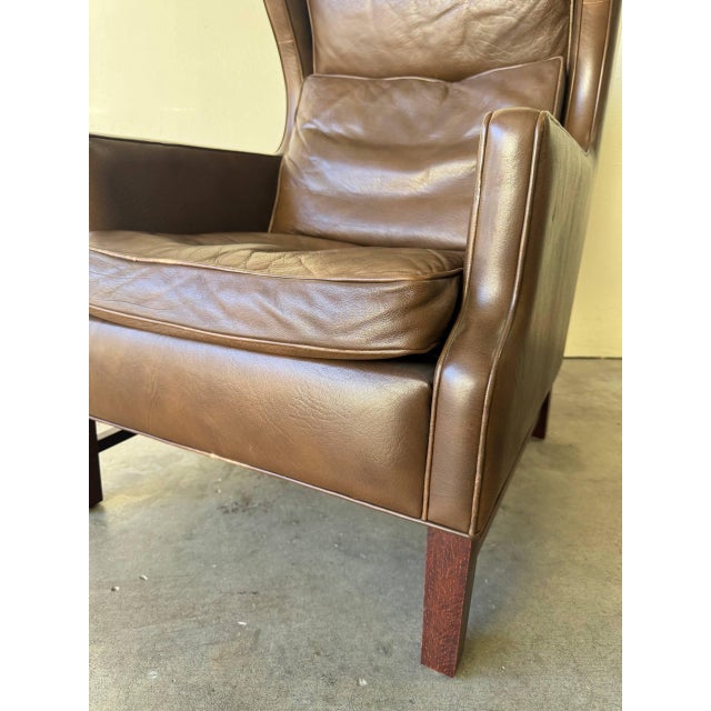Mid Century Danish Leather Wingback Lounge Chair in the Style of Børge Mogensen 1960s For Sale - Image 10 of 10