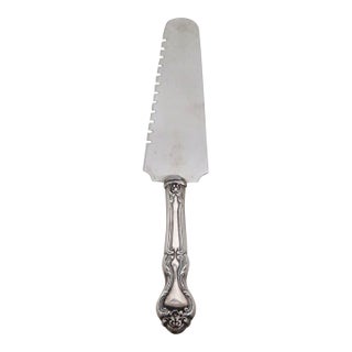 Mid 20th Century Pie Cake Server Stainless Steel Blade Sterling Silver Scrollwork Handle For Sale