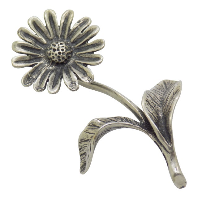 Vintage Italian Handmade Genuine Silver Daisy Flower Dollhouse Figurine, 1970s For Sale