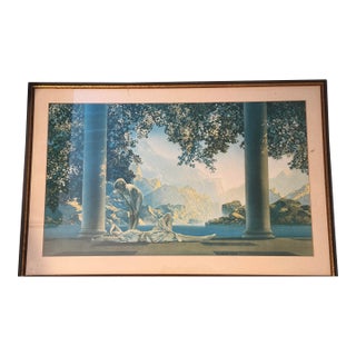 Original 1922 Maxfield Parrish "Daybreak" Lithograph in Period Art Deco Frame For Sale