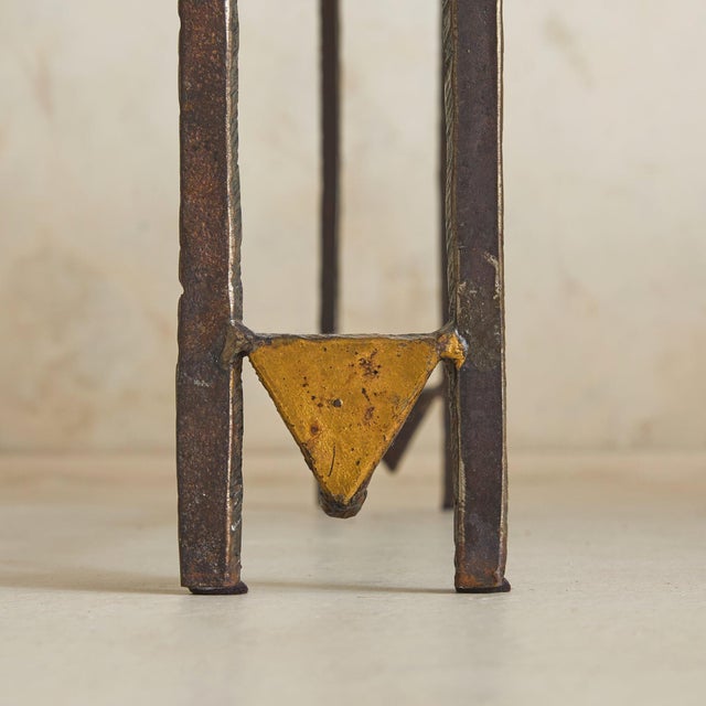 1990s French Brutalist WroughtIron Gold Leaf Dining Table by Jean-Jacques Argueyrolles For Sale - Image 10 of 11