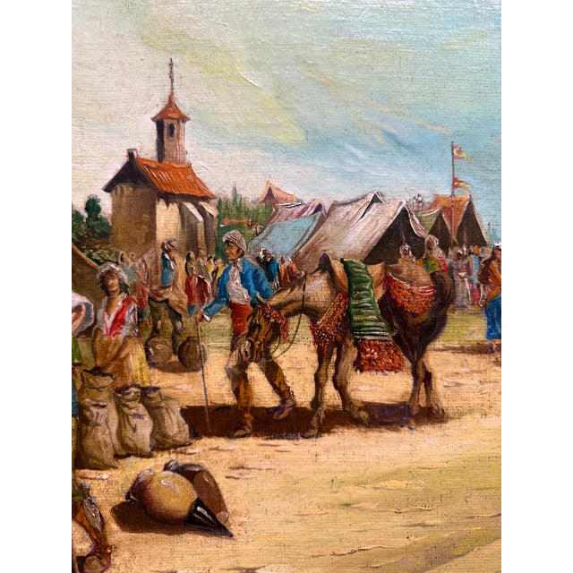 A 19th C. European Oil on Canvas Painting Set in an Ornate Frame For Sale - Image 9 of 10