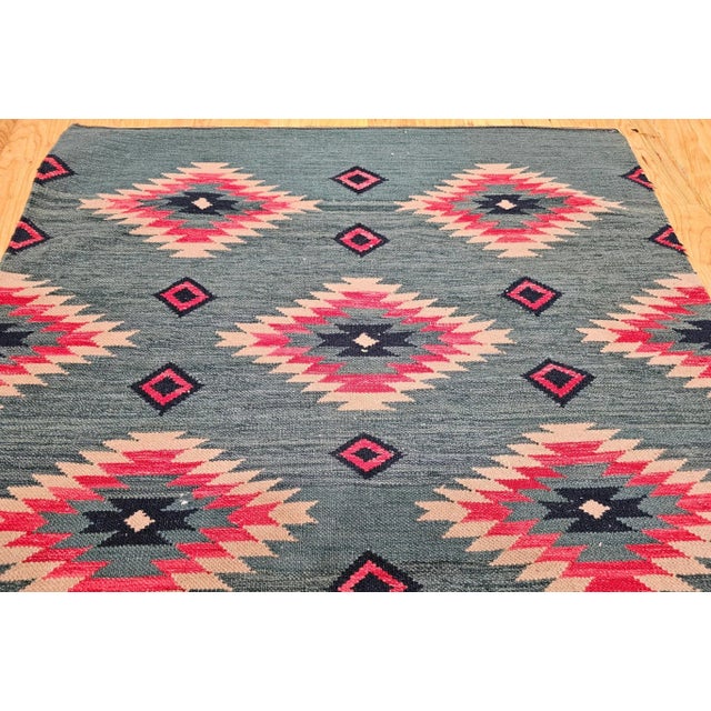 Vintage Handwoven Kilim Rug, Wool & Cotton, Southwestern Style For Sale In Chicago - Image 6 of 12