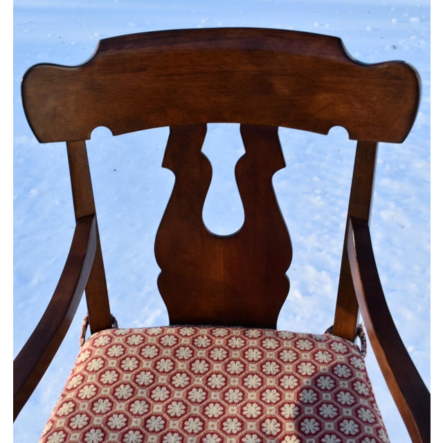 Bernhardt Mahogany Arm Chairs Pair Vintage Stretcher Base 80s For Sale - Image 13 of 13