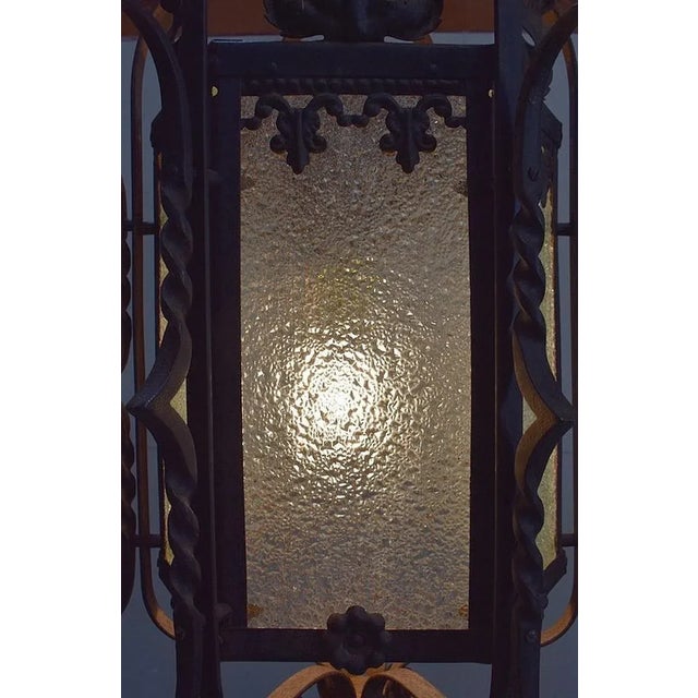 Antique Wrought Iron Landing Lantern For Sale - Image 13 of 18