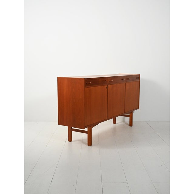 Swedish Teak Sideboard with Carved Handles, 1960s For Sale - Image 4 of 13