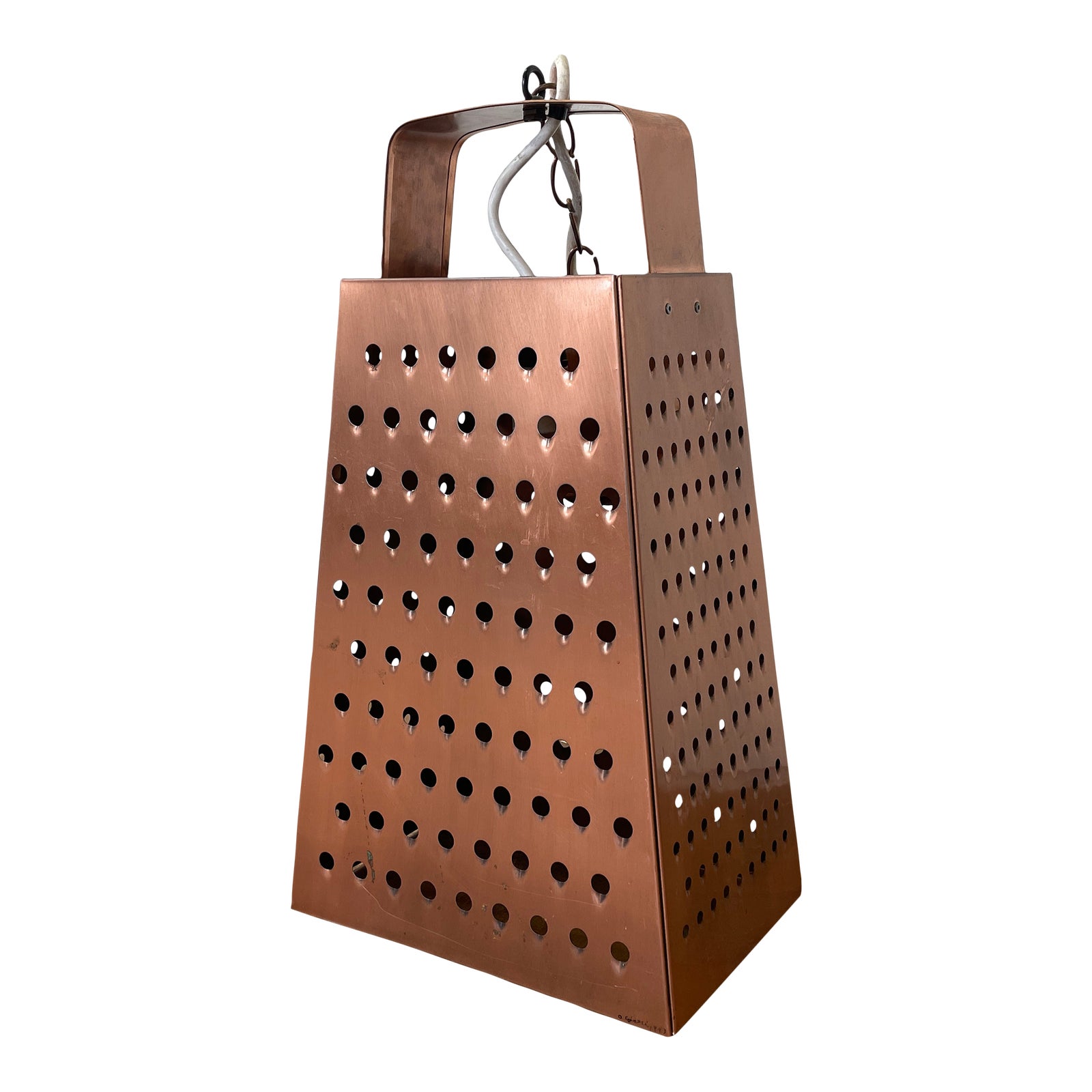 Vintage Curtis Jere Cheese Grater Copper Hanging Lamp Chairish