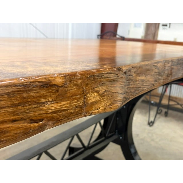 Wood Historic 16 Foot Live Edge Single Slab Table For Sale - Image 7 of 18