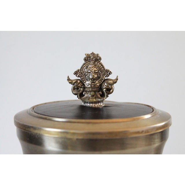 Silver Vintage Leather & Pewter Humidor For Sale - Image 8 of 14