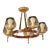 Brass & Walnut Danish Modern Five-Light Champagne Glass Shades Chandelier For Sale