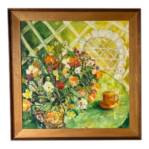 Large William Ballantine Dorsey (American, 1942-2019) Still Life Setting Table Oil Painting, Framed