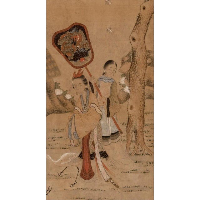 A stunning antique Chinese school ink wash painting, 19th century, likely Southern China, ink and color on silk, finely...