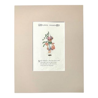 Antique 2-Sided Print from "Flower Children" (1910) w/11x14 Mat: Crocus/Arbutus For Sale