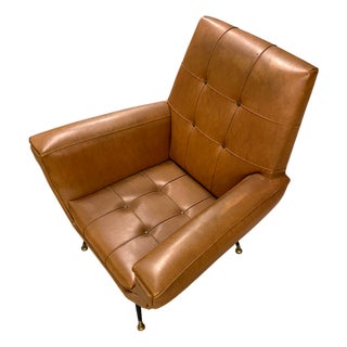 Vintage Cubist Leather Lounge Chair For Sale