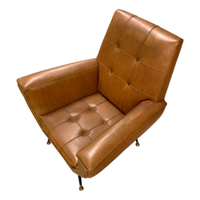 Vintage Cubist Leather Lounge Chair For Sale