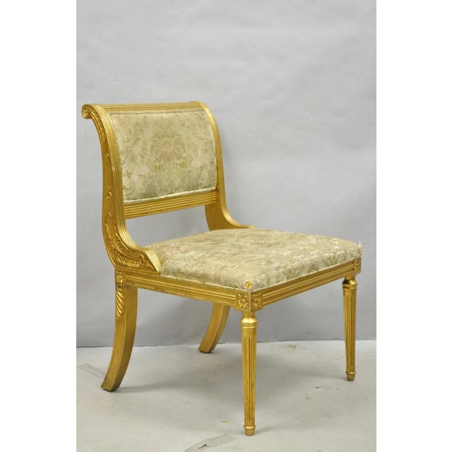 Late 20th Century Neoclassical Regency Style Gold Carved Wood Dining Room Chairs - Set of 10 For Sale - Image 4 of 18