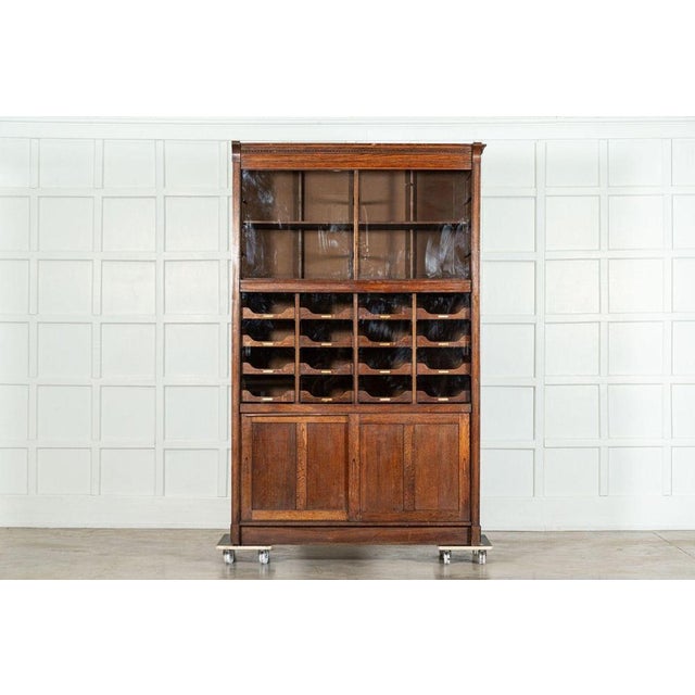 English Oak Glazed Haberdashery Cabinet, 1900s For Sale - Image 9 of 18