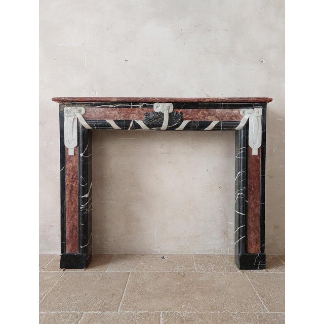 Special three-color marble art deco fireplace. From the transistion period, in the early 20th century, with influence of...