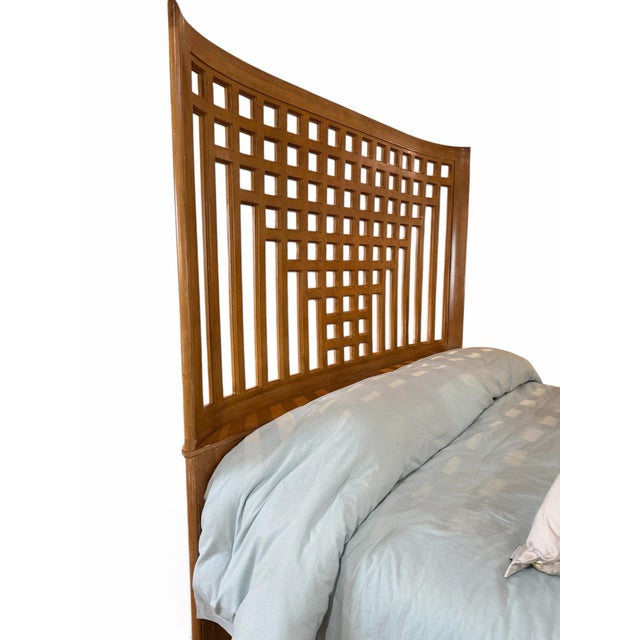 Elevate your master suite with this monumental "Edinburgh" statement king-size headboard by the legendary Stickley...
