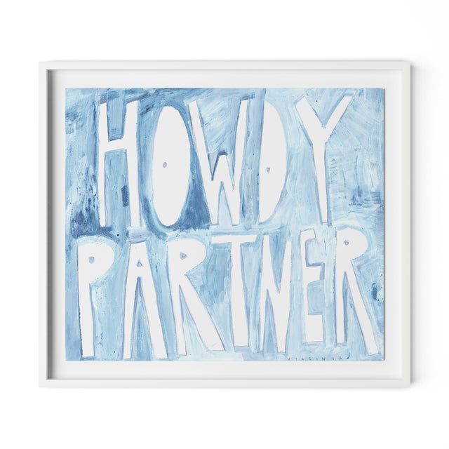 Virginia Chamlee Howdy Partner by Virginia Chamlee in White Frame, Large Art Print For Sale - Image 4 of 4