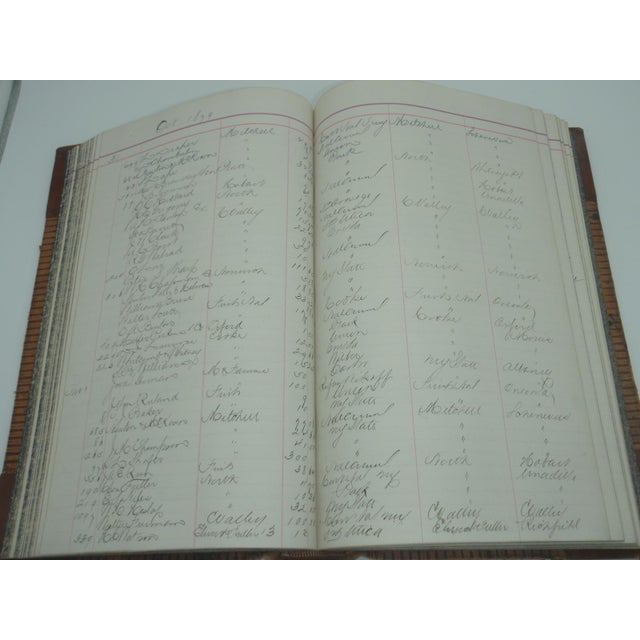 Antique Extra Large Leather Bank Ledger Cooperstown Ny 1879-80 For Sale - Image 10 of 14