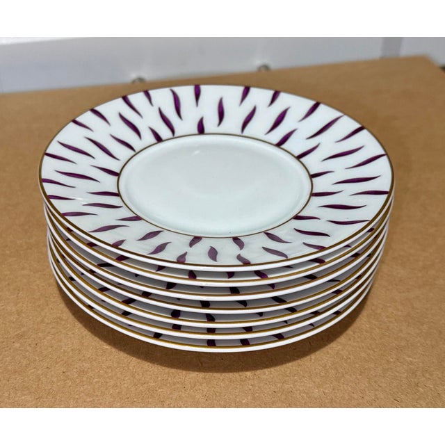 Bernardaud Frivole, French Limoges, Flat Cup & Saucer Set - Complete Set of 7 (Never Used) For Sale - Image 9 of 13
