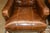 Wood 1990s Pair Tufted Back Brown Leather Arm Club Chairs High Back - English Library / Cigar Lounge For Sale - Image 7 of 17