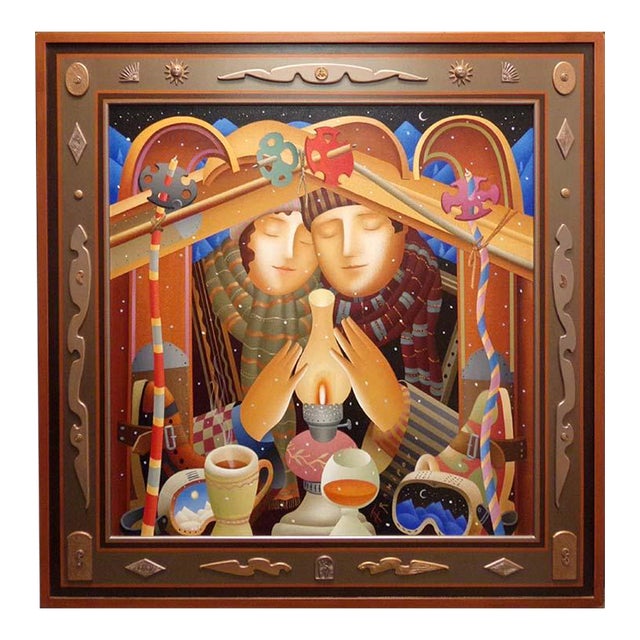 Anton Arkhipov "Winter Evening" Original Artist Frame Hand Signed Original Frame For Sale