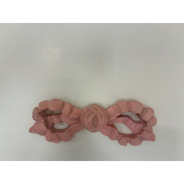 Wood Vintage Pink Carved Wooden Bow Wall Hanging For Sale - Image 7 of 10