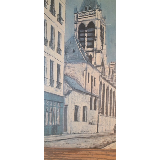 Licensed Mid-Century Lithograph Print on Canvas of the Church of Saint-Séverin by 20th Century Artist Maurice Utrillo V. For Sale - Image 6 of 18