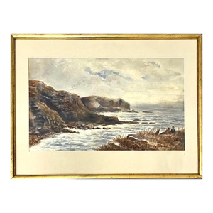 John Henry Hill (1839-1922) Original Coastal Landscape W/ Figures C.1900