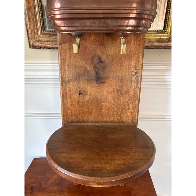 Wood French Provincial Copper Lavabo Fountain on Oak Board, 19th Century For Sale - Image 7 of 8