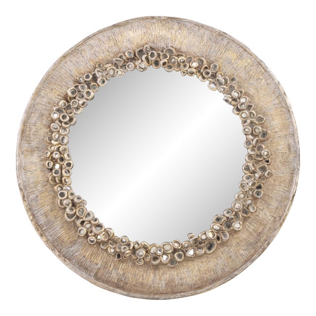 Silvered Resin and Old Glass Convex Mirror in the Manner of Line Vautrin. For Sale